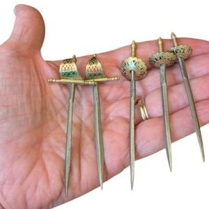 Vintage Miniature *Knight* Swords Display Cocktail Picks rare Collectible